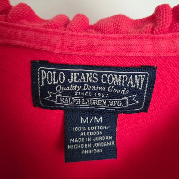 Vintage Ralph Lauren Polo Jeans Co. Ruffled Collar Salmon Red Short Sleeve Med. - Picture 7 of 8